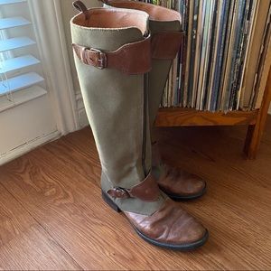 J Crew Canvas and Leather Riding Boots